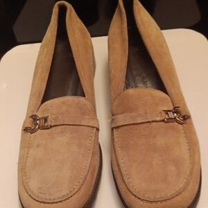 COACH SUEDE Tan Loafers for Women